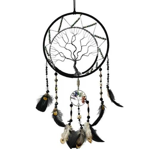 ins Life Tree Creative Dream Catcher Natural Crystal Pebble Home Feather Hanging Decorations Cross-border Exclusive Crafts