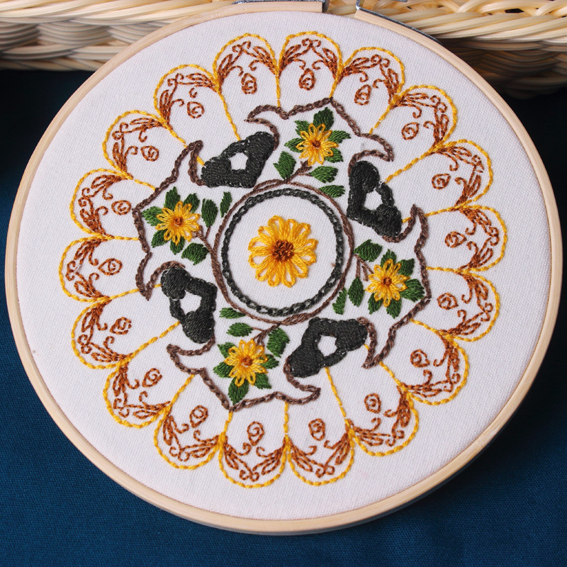 Yulian pedir corazón mandala DIY paquete de material bordado hecho a mano de estilo europeo auto-bordado tela traje de costura