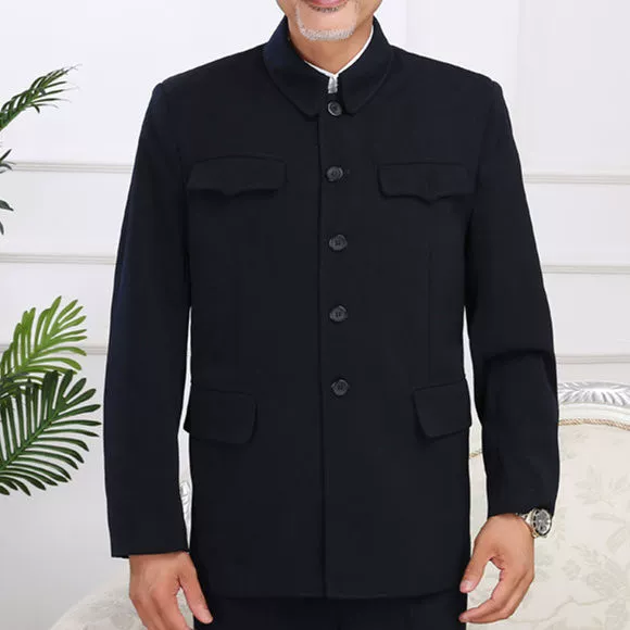 Костюм Сунь Ят-Сена Костюм для папы, цельное пальто для мужчин среднего и пожилого возраста, весенне-осенний тонкий этнический костюм, строительная площадка Сунь Ят-Сена Y13