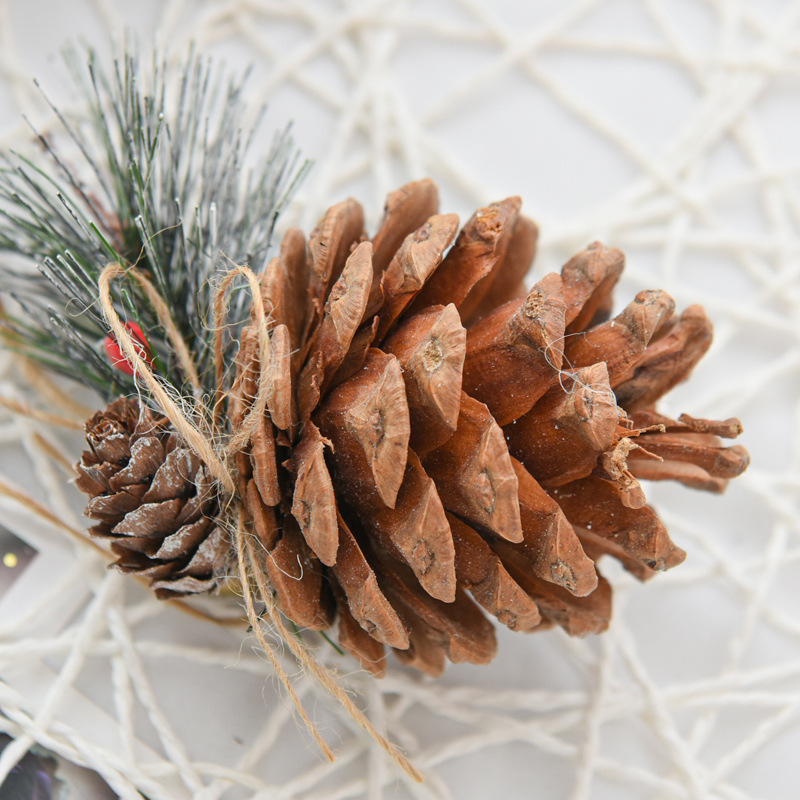 Spot Navidad piña color original árbol de Navidad fruta de pino decoración navideña colgante de fruta seca material de bricolaje colgante