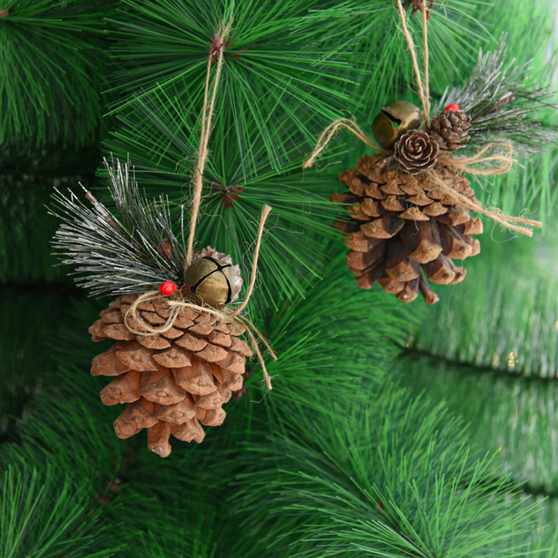 Spot Navidad piña color original árbol de Navidad fruta de pino decoración navideña colgante de fruta seca material de bricolaje colgante