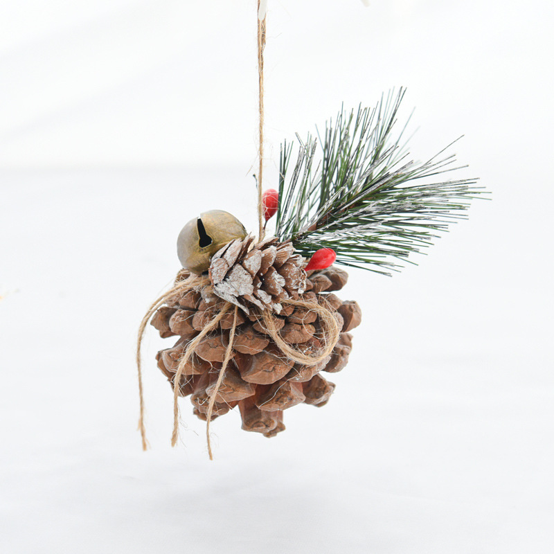 Spot Navidad piña color original árbol de Navidad fruta de pino decoración navideña colgante de fruta seca material de bricolaje colgante