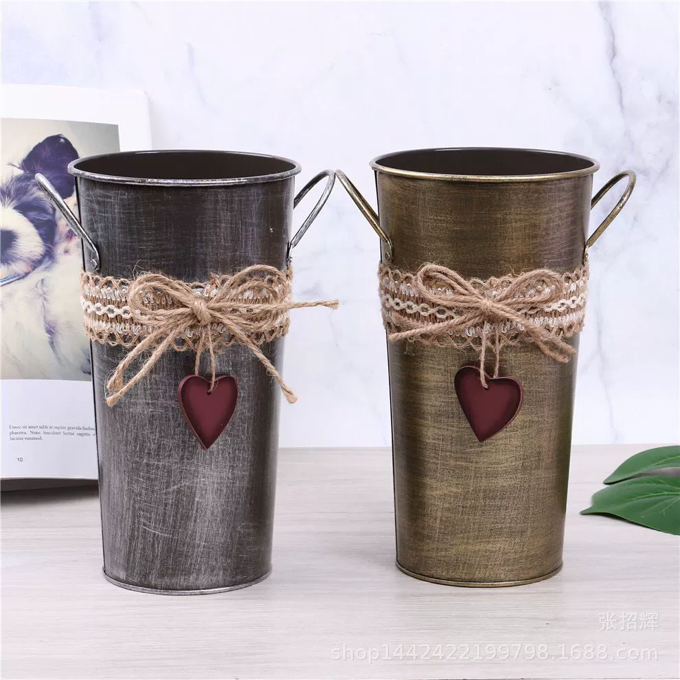 Производители поставляют в европейском стиле старую винтажную цветочную композицию оловянную бочку кружевные украшения сушеные цветы украшение цветочного магазина Цветочная композиция