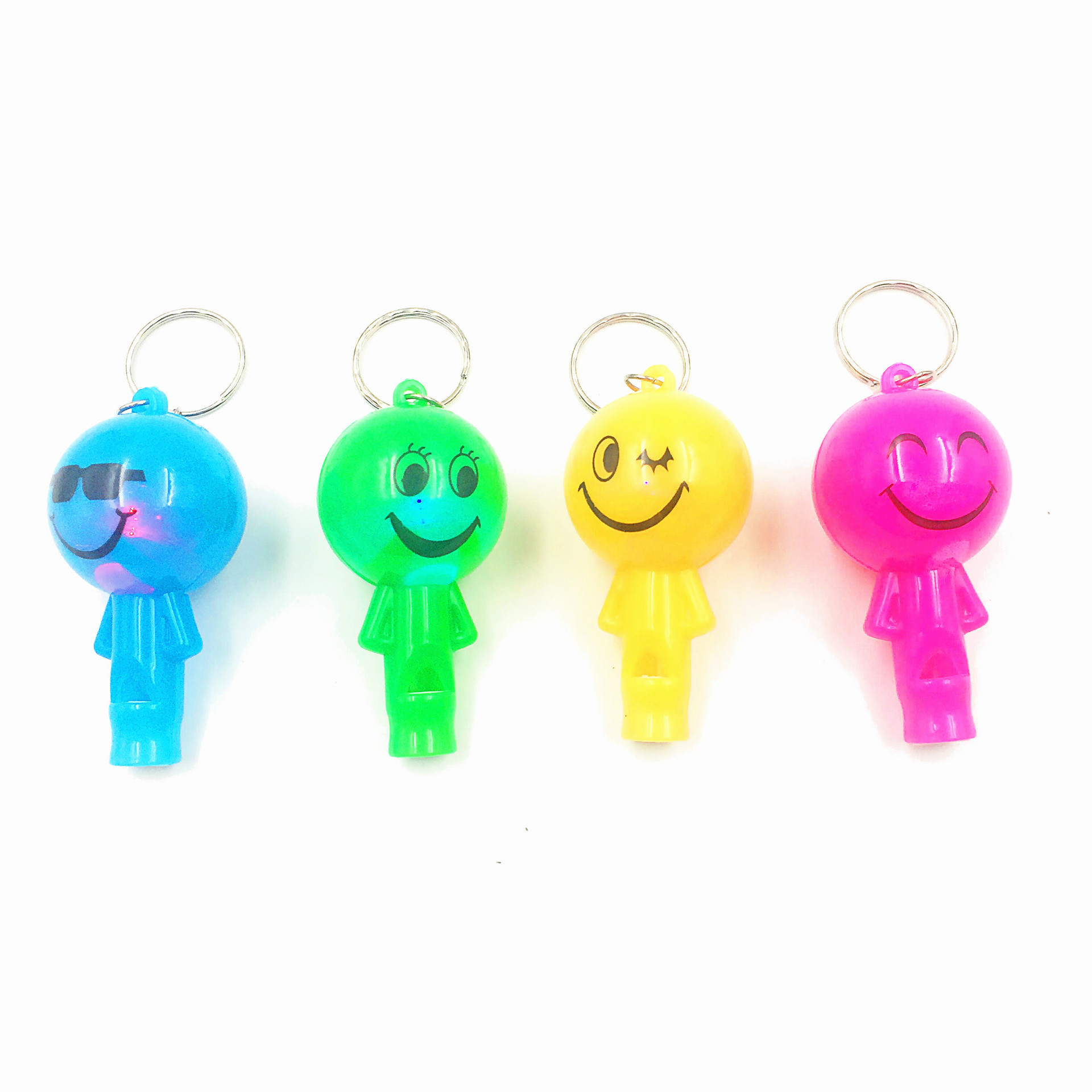 Lindo Smiley cara villano silbato luz de color LED llavero luz colgante luminoso juguete pequeño regalo actividad