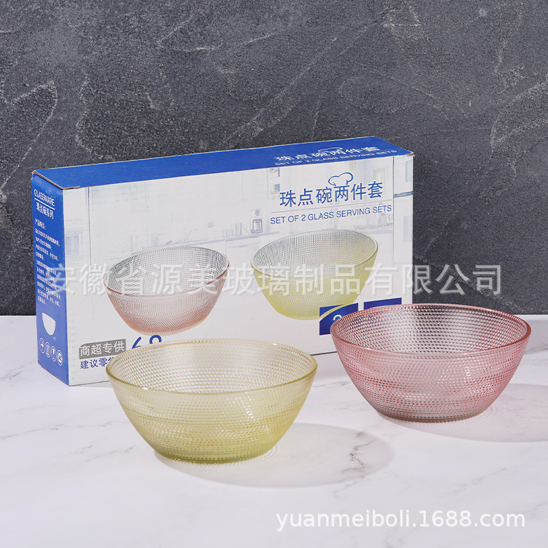 Juego de seis piezas de regalo publicitario en stock traje de tazón de ensalada de frutas de vidrio de color transparente