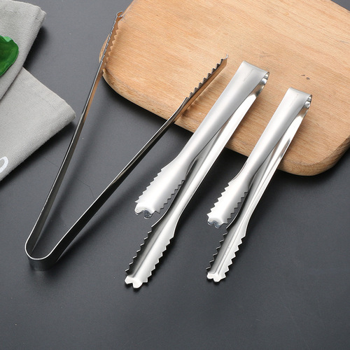 Stainless steel ice tongs, thick ice block tongs, multi-functional barbecue tongs, ice bucket tongs, towel tongs, bar supplies