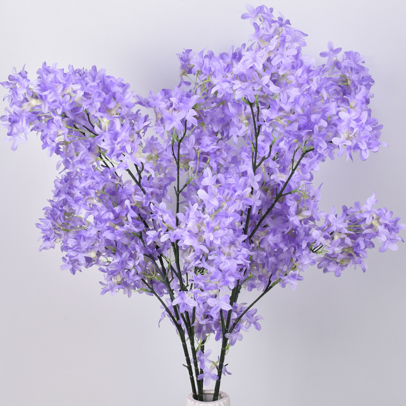 Encrypted Lilac Cross Cherry Blossom Artificial Flower Home Wedding Decoration Fake Bouquet Silk Flower Floral Ornaments Wholesale