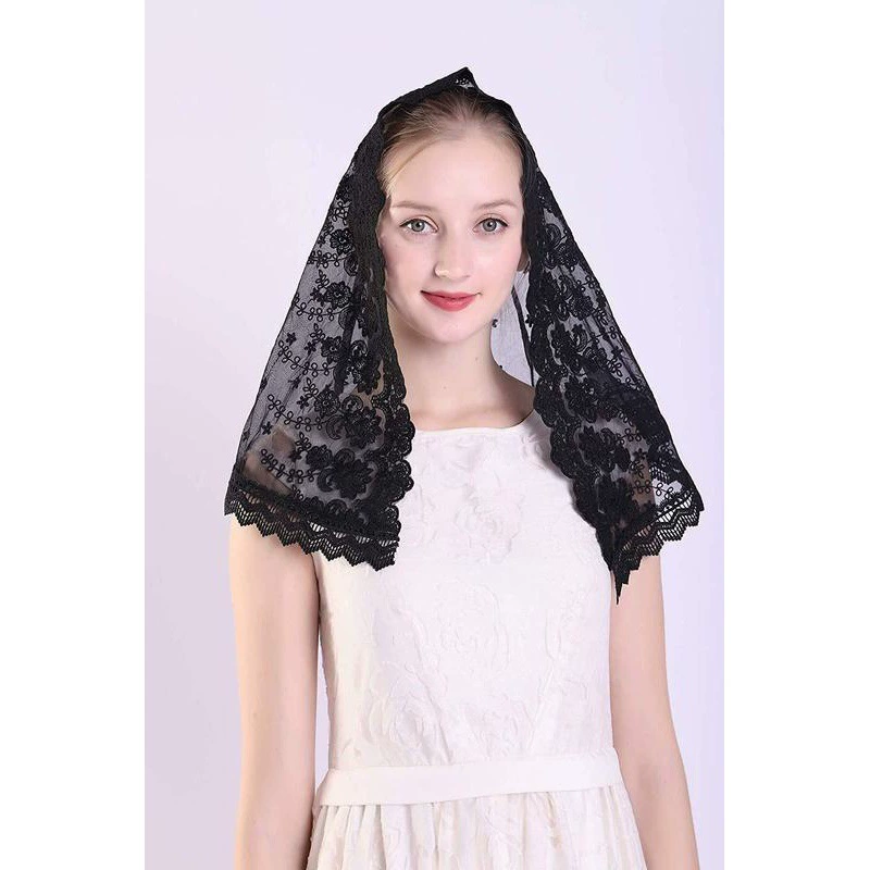  lace scarf, veil, (Cross-border trading), with embroidery translated to Russian