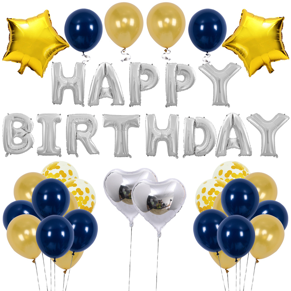 Globo de cumpleaños decoración de fiesta diseño transfronterizo combinación de película de aluminio de látex con globo de Feliz Cumpleaños de jardín