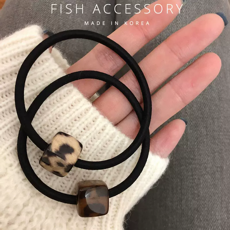 韩系东大门秋冬头绳发绳女豹纹小方块皮筋扎头发发圈高级感头饰