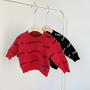 Winter children's clothing new Korean style children's thickened sweater Western style round neck letter sweater boys and children's shirt fashion