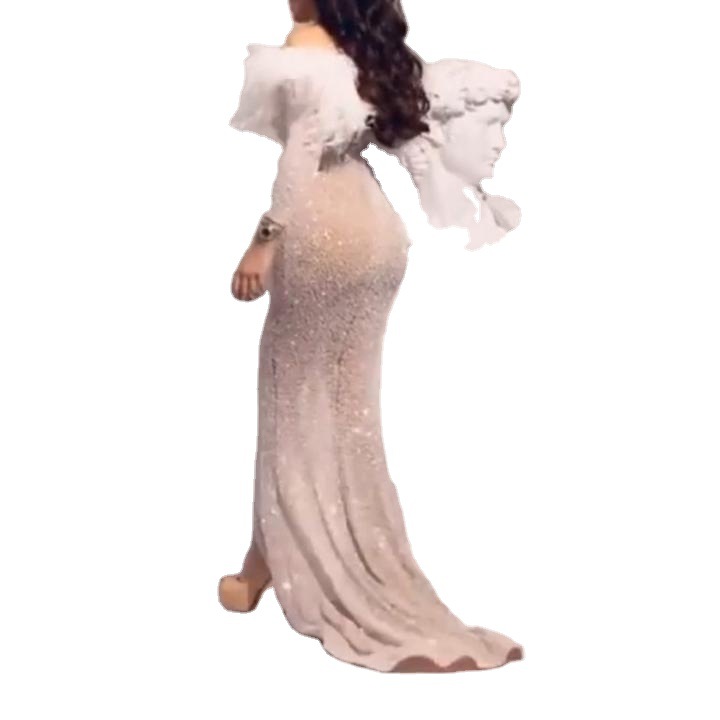 Vestido de Noche Sexy con Plumas y Abertura Lateral, Estilo Europeo y Americano, Novedad 2025, para Mujer, Venta en eBay