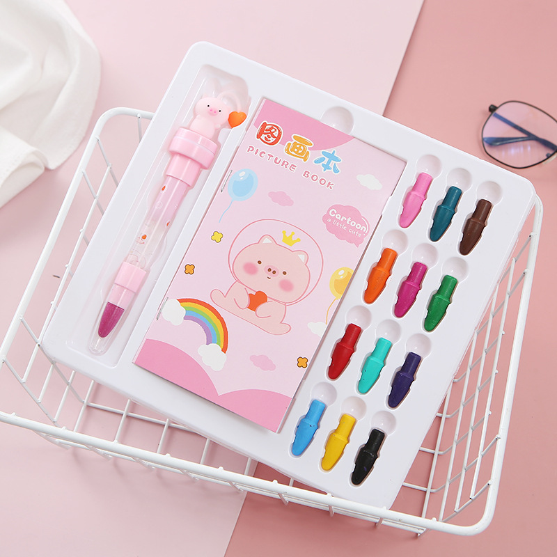 Traje de sello de pluma de burbuja para niños 12 traje de crayón de color creativo aprendizaje rodillo sello pluma estudiante pintura traje