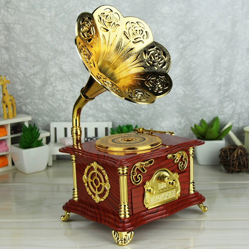 Wooden retro music box, wholesale, nostalgia, Birthday gift