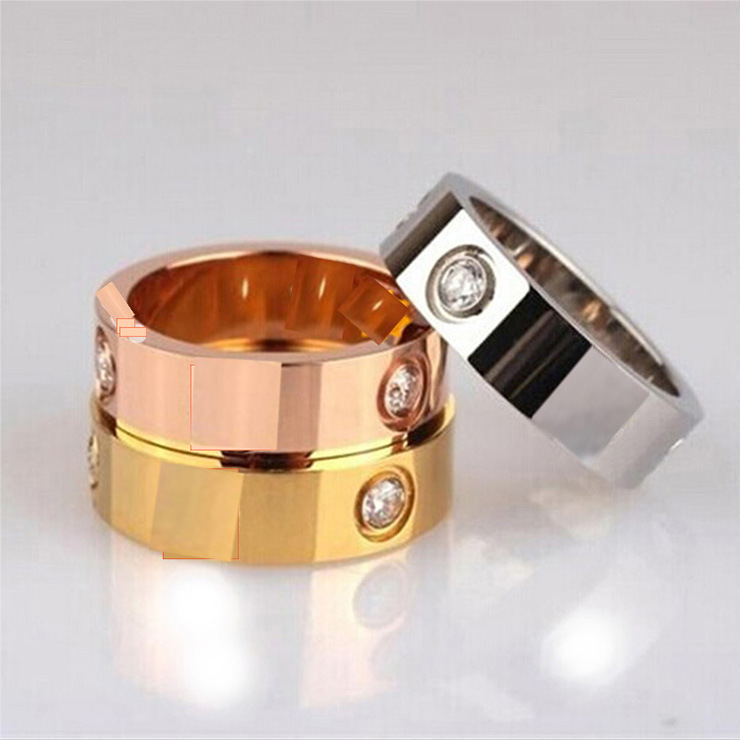 J2-301 Jewelry Korean Style Hot-selling Classic Couple's Ring with Diamond Wedding Ring for Men and Women Titanium Steel Tail Ring