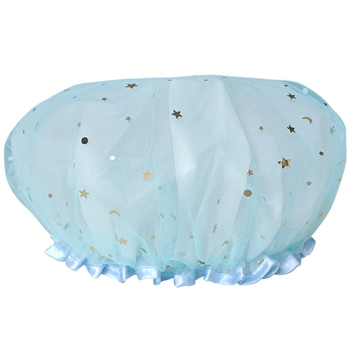 Internet celebrity same style children's star double-layer shower cap for adult women's shower waterproof shower cap headgear cute