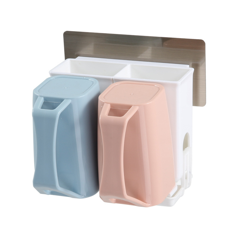 Rack de almacenamiento de cepillo de dientes para el hogar sin ponche taza de lavado traje montado en la pared pasta de dientes cepillo de dientes caja de almacenamiento enjuague bucal estante de almacenamiento de la taza