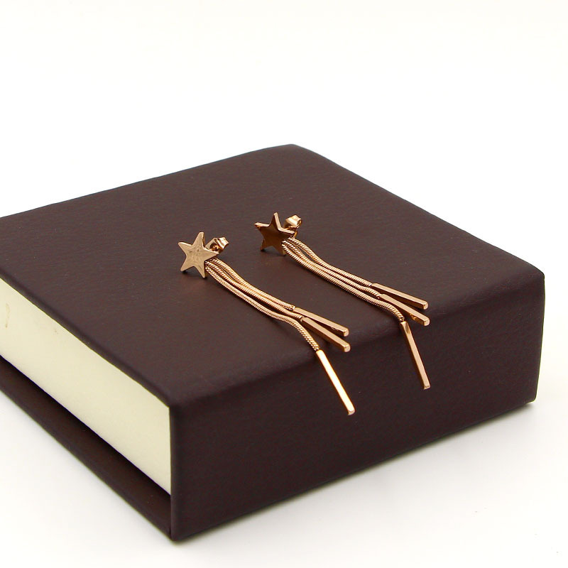 Pendientes E5-202c estilo coreano, estrella de cinco puntas, tres círculos, cadena de serpiente, borla cuadrada, pendientes de moda para mujer