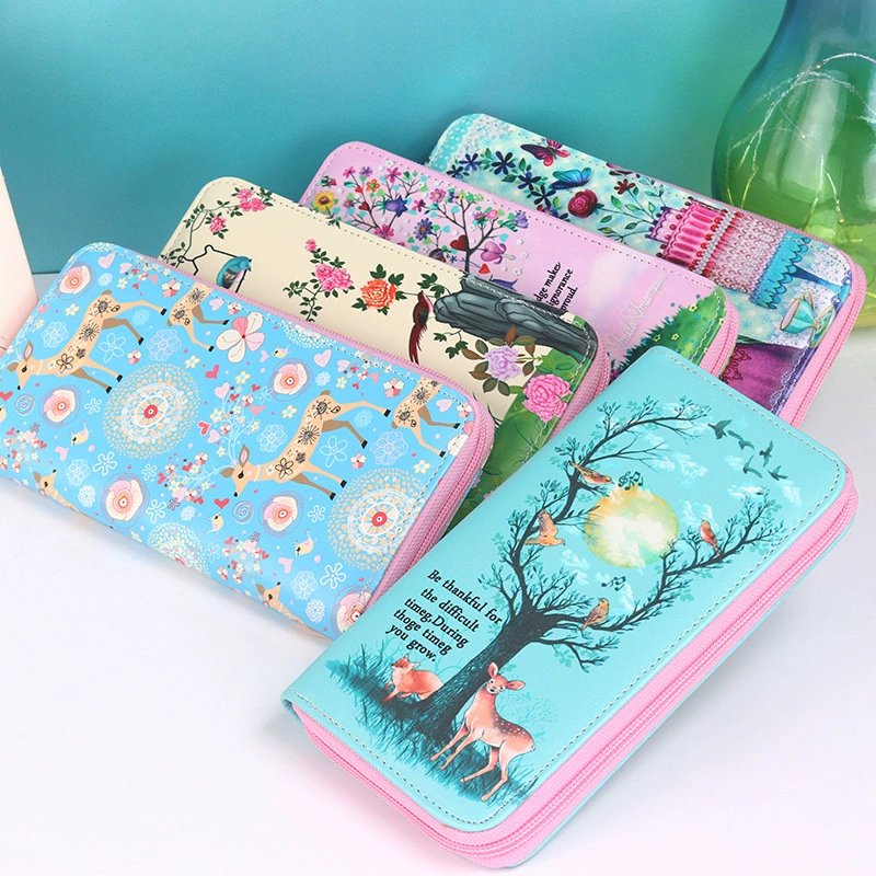  A piece of distributing the cargo source cartoon flower animal PU leather personality cute student girls pocket
