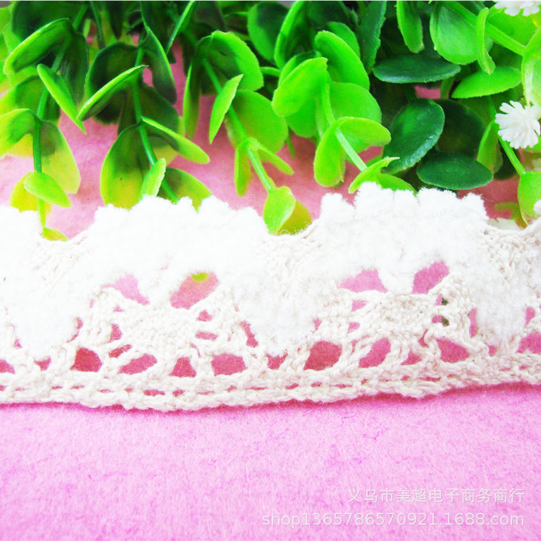 厂家直销加毛花边 棉线机织刺绣花边 手工蝴蝶结领口裙摆服饰辅料