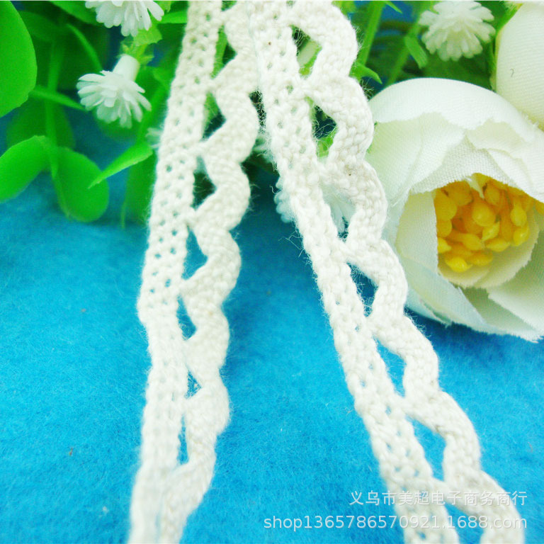 1.2cm棉线花边针织手工领口袖口童装辅料家纺窗帘小条码