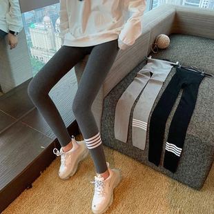 tb leggings women's outer wear autumn and winter luminous pants high waist thread four bars tight yoga cropped pressure skinny pants