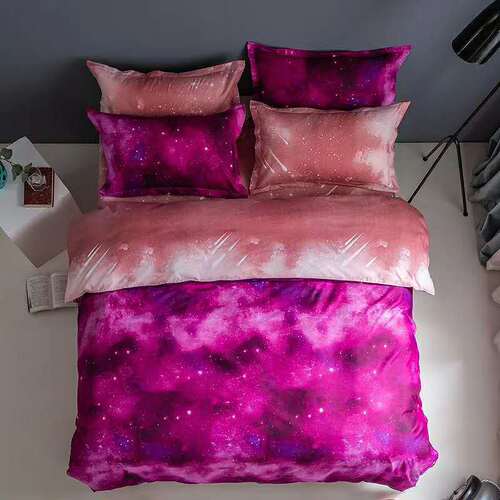 Cross-border new starry sky bedspread pillowcase Amazon printed bedding set with three pieces home textile wholesale