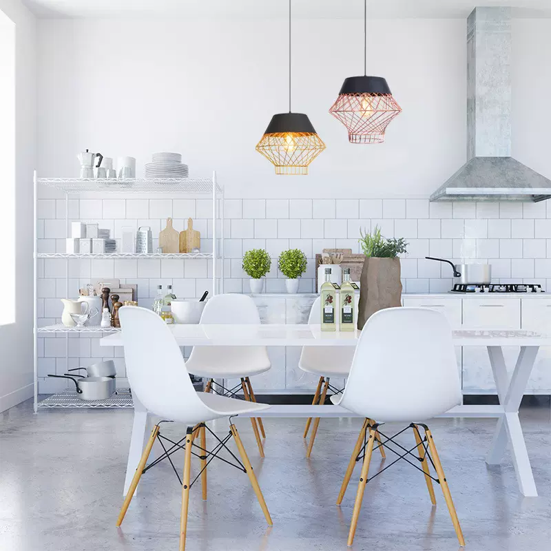 亚马逊专供北欧现代客房楼道客厅卧室餐厅展厅网罩铁艺个性吊灯