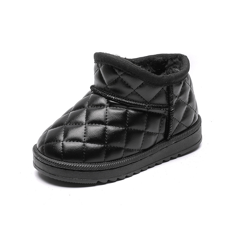 Chaussures d'hiver épaisses et imperméables en cuir de coton pour bébé garçons et filles, bottes courtes, chaussures pour enfants_voghion.com