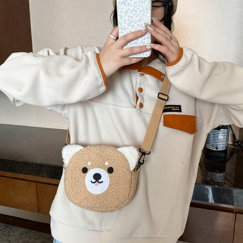 Women's Bags Autumn and Winter New Cute Doll Women's Shoulder Bag Fashionable Crossbody Small Round Bag Student Mobile Phone Bag