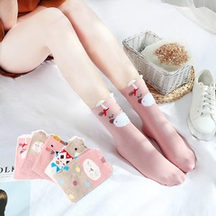 棉質女士日系中筒襪 立體耳朵卡通女襪 棉質可愛羊駝襪子外貿襪子