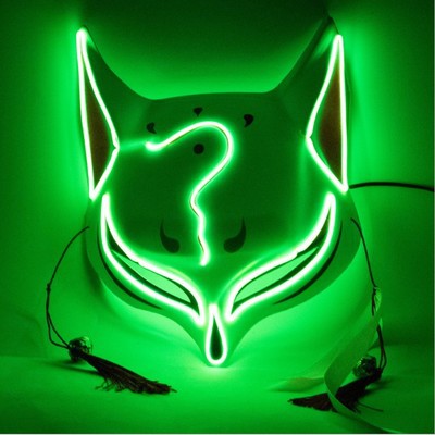 Máscara Luminosa de Halloween EL Fox Onmyoji para Carnaval Transfronterizo, Máscara Brillante para Baile de Fantasmas TikTok, Máscara Nocturna Intermitente, Máscara Divertida Luminosa