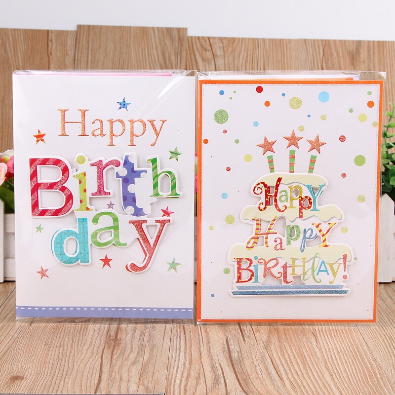 [Music greeting card] XC-072 English letters birthday music greeting card, hollow three-dimensional three-fold card blessing card