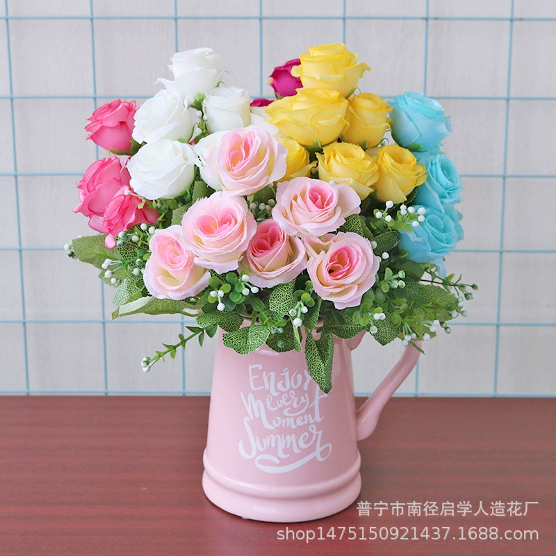 Моделирование цветов Свадебные принадлежности Хуан Ткань Роза Моделирование растений Свадебные поддельные цветы Украшение дома Ремесленные украшения Украшения