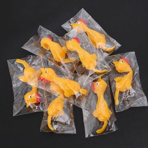 Spring-Loaded Chicken Prank Fun Nonsense Toy Spring-Loaded Chicken TPR Soft Material Stress Relief Chicken Adult and Children Stress Relief Toy