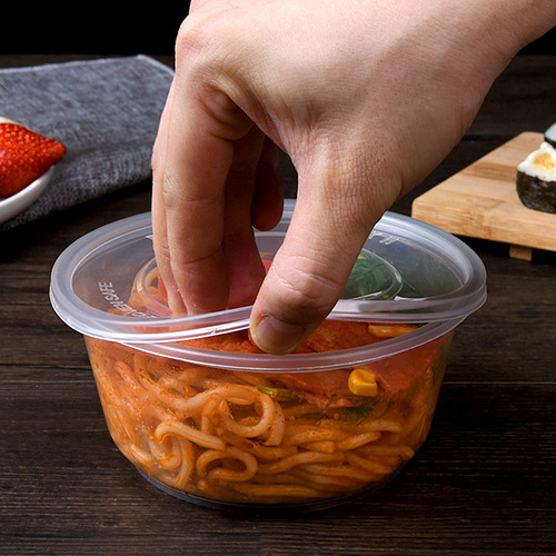 Mingxing Round Disposable Meal Box Fast Food Takeout Packing Rice Bowl with Lid PP Plastic Thickened Transparent Soup Congee Round Bowl