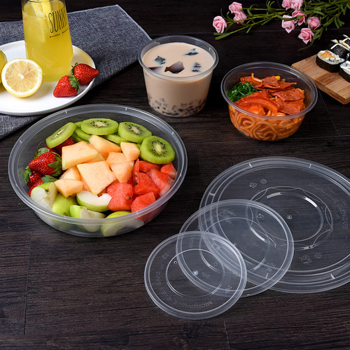 Mingxing Round Disposable Meal Box Fast Food Takeout Packing Rice Bowl with Lid PP Plastic Thickened Transparent Soup Congee Round Bowl