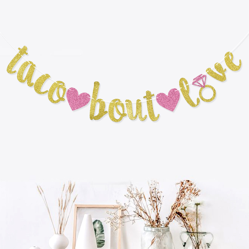 Fiesta de la boda taco Bout amor tire bandera cadena bandera amor decoración brillo tire Flor al por mayor