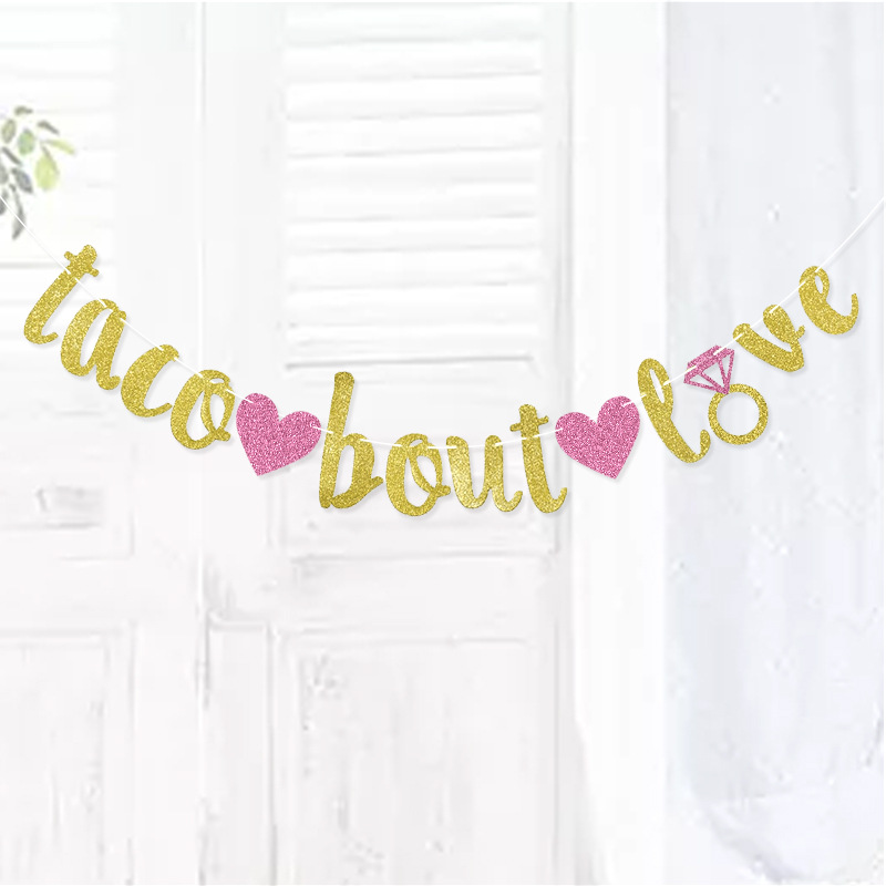 Fiesta de la boda taco Bout amor tire bandera cadena bandera amor decoración brillo tire Flor al por mayor