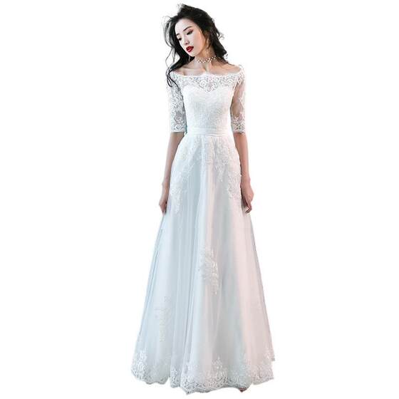 Bridal light wedding dress 2024 new off-shoulder outdoor yarn retro Hepburn style slimming simple Mori Super fairy