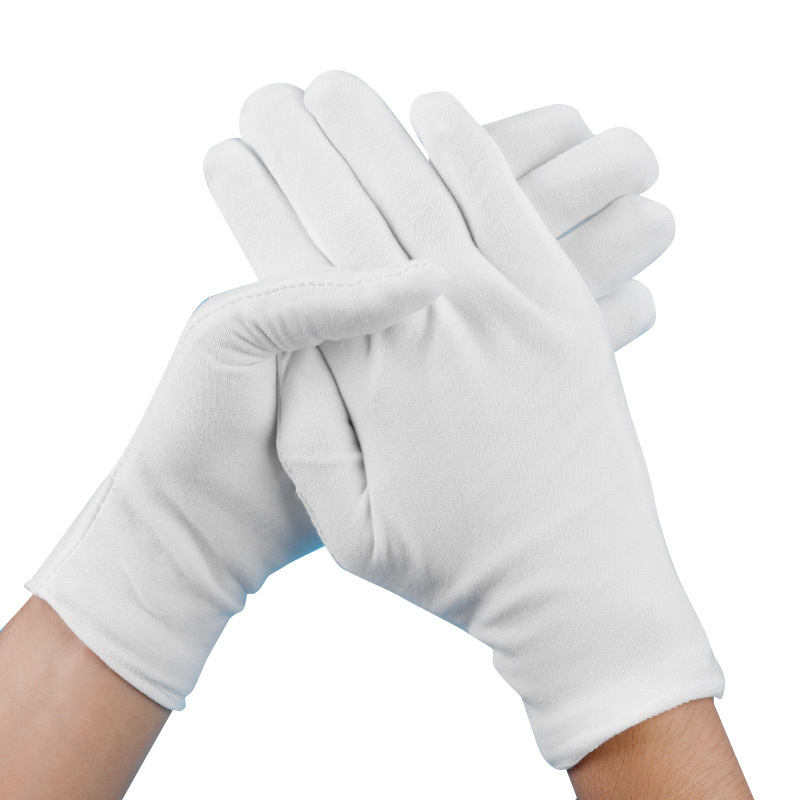 Guantes blancos de seguro laboral, inspección gruesa, juego literario, etiqueta, trabajo, cuentas, jersey de algodón puro, guantes de algodón de jardinería de calidad