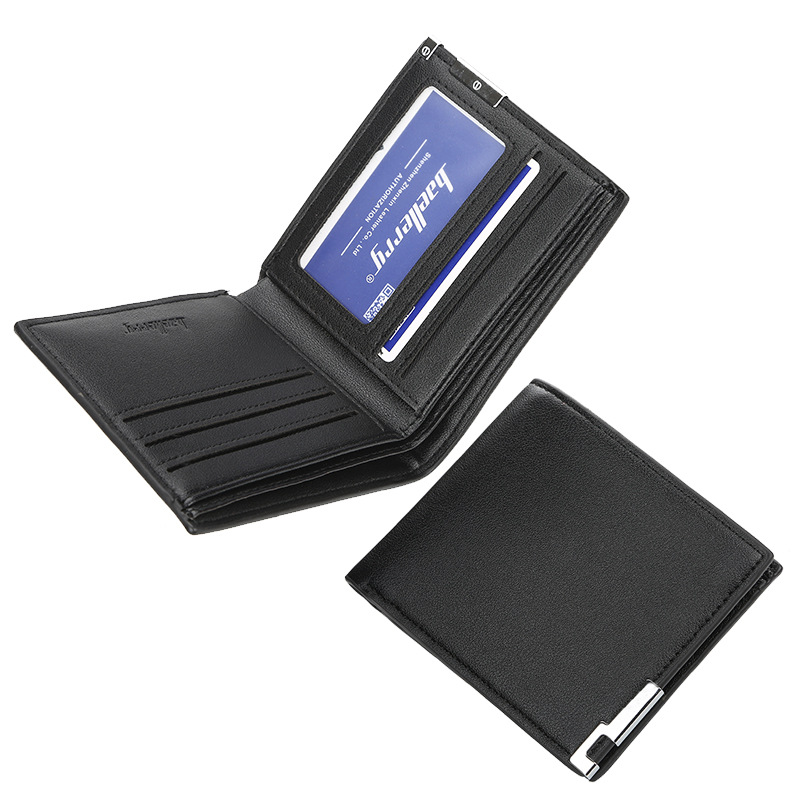 Transfronterizo en stock billetera de hierro corto para hombres billetera coreana ultrafina para hombres jóvenes titular de la tarjeta horizontal de moda al por mayor