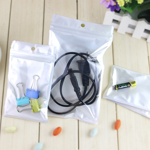 Ziplock bag pearlescent film yin and yang bone bag earphone data cable packaging bag translucent plastic bag mobile phone case seal bag