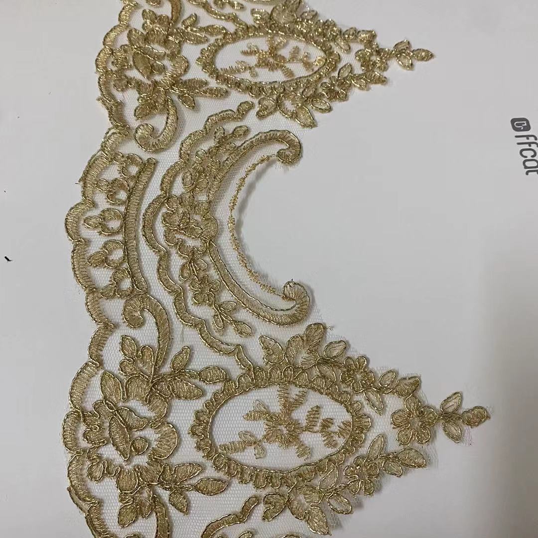 精美金线车骨刺绣花边 礼服家纺车骨蕾丝花边 舞蹈服童装辅料