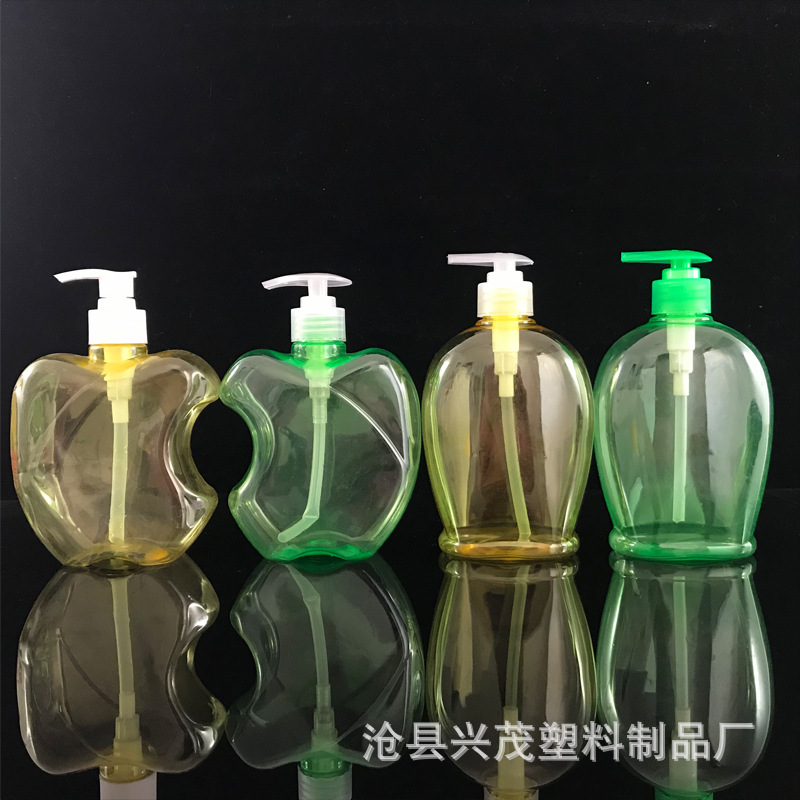 500ml消毒洗手液瓶 绿色苹果型塑料瓶 按压式洗手液沐浴露 乳液瓶