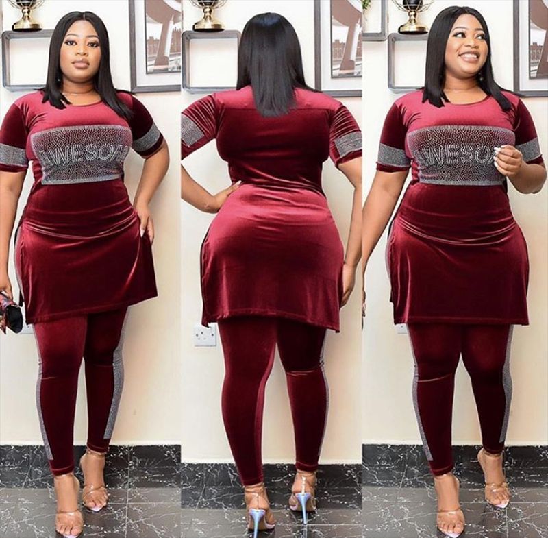 Women's Clothing fashion women's velvet top pencil pants slim suit hot diamond_voghion.com