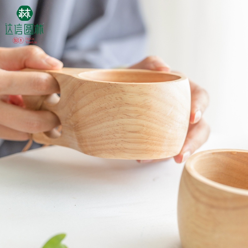 Daxin madera de caucho de bambú taza de leche taza de café taza de agua de madera natural Oficina taza portátil regalo japonés y coreano