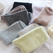 袜子女秋冬新款中筒袜兔羊毛加厚保暖莫兰迪堆堆袜子冬天羊毛袜子