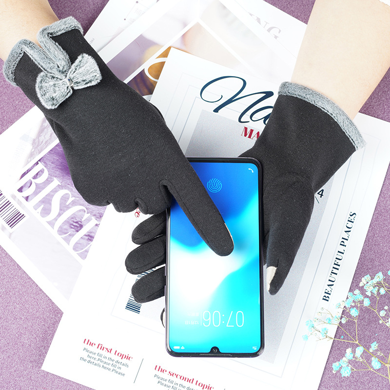 Guantes cálidos de otoño e invierno para mujer con forro polar engrosado a prueba de frío al aire libre sin invertir Guantes de pantalla táctil de terciopelo