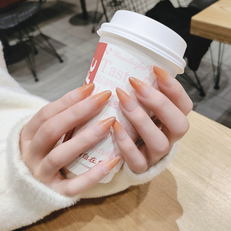 JB gradiente desgaste manicura acabado falso parche de uñas manicura uñas pegatinas largo moda gradiente estilo europeo y americano fabricantes